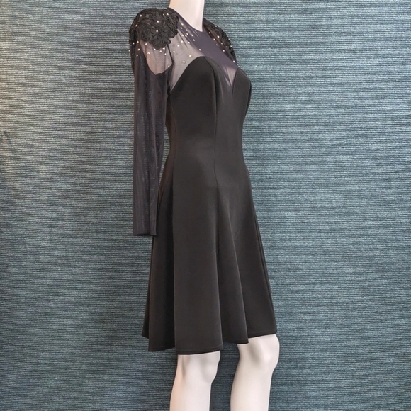 Tadashi Vintage Studded Illusion Dress, Fit & Flare Silhouette - Picture 8 of 13